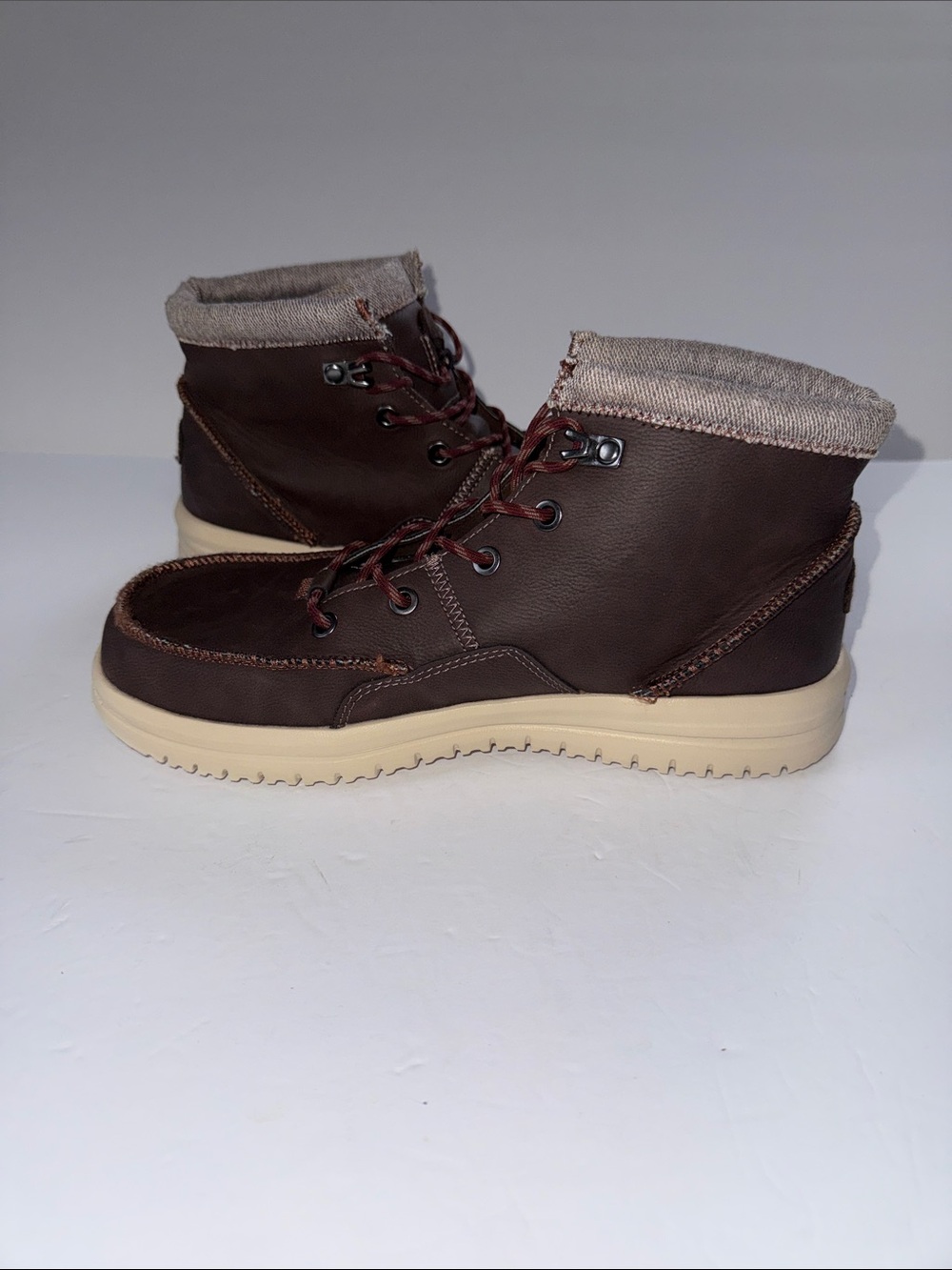 Hey Dude Men's Dark Brown Chukka Boots with Cream Sole